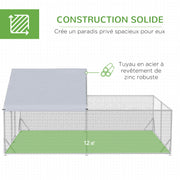 Outdoor Chicken Kennel Henhouse Aviary 12 m² - wired enclosure dim. 4L x 3W x 2H m - covered space - galvanized steel