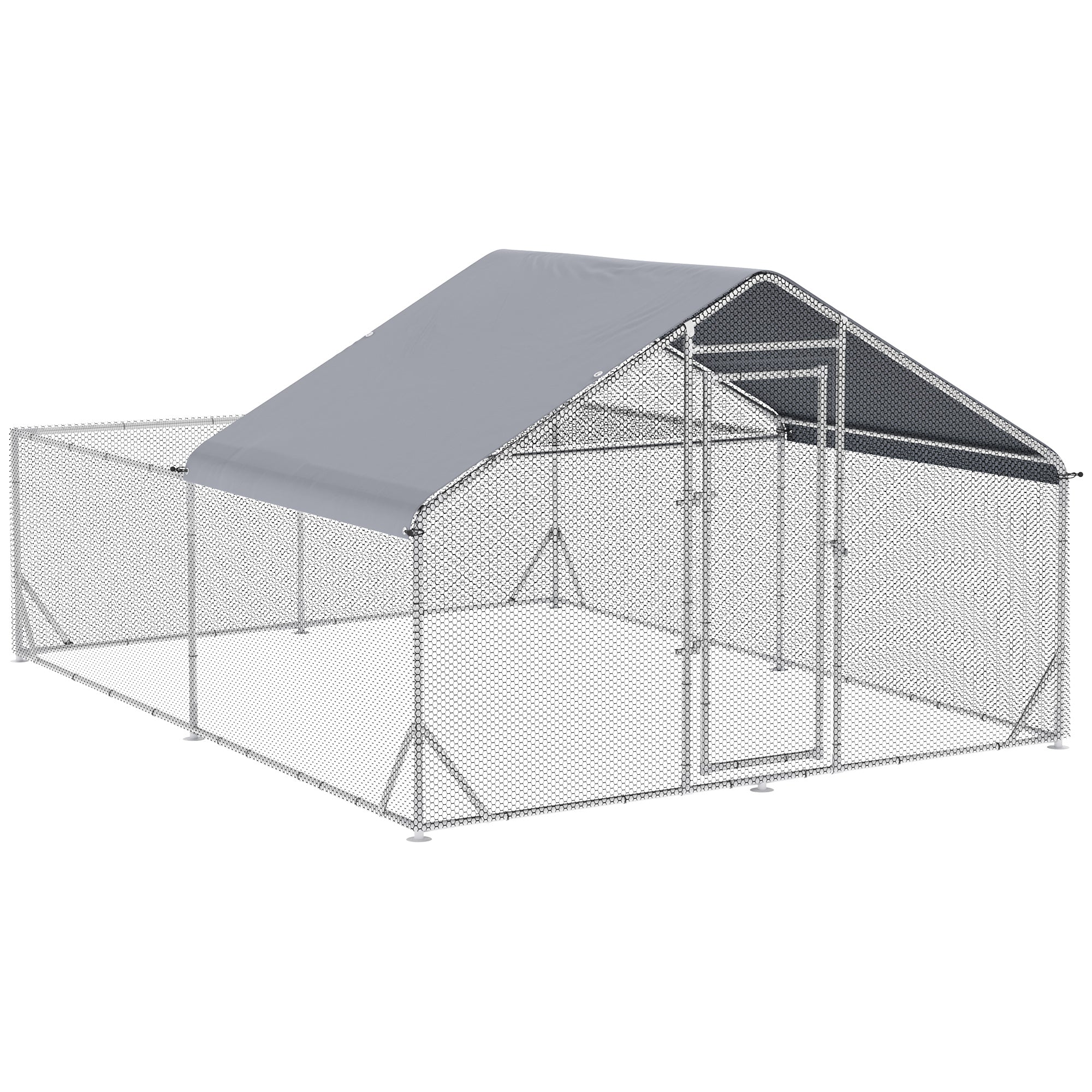 Outdoor Chicken Kennel Henhouse Aviary 12 m² - wired enclosure dim. 4L x 3W x 2H m - covered space - galvanized steel
