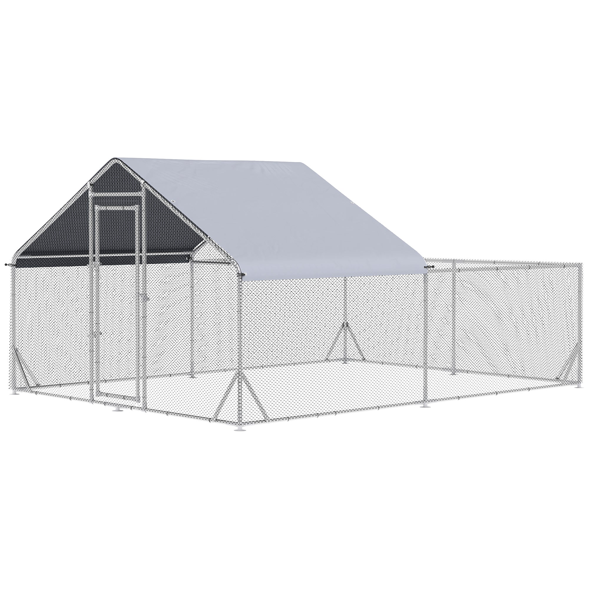 Outdoor Chicken Kennel Henhouse Aviary 12 m² - wired enclosure dim. 4L x 3W x 2H m - covered space - galvanized steel