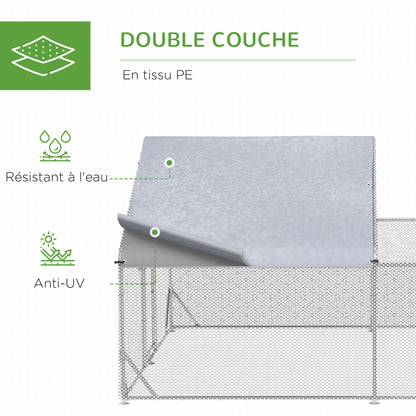 Outdoor Chicken Kennel Henhouse Aviary 12 m² - wired enclosure dim. 4L x 3W x 2H m - covered space - galvanized steel