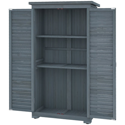 Wooden Shed Wooden Shed 0.31 m² 87x46.5x160 cm Outdoor Wooden Cabinet with 2 Doors and 2 Interior Shelves for Patio Terrace Gray