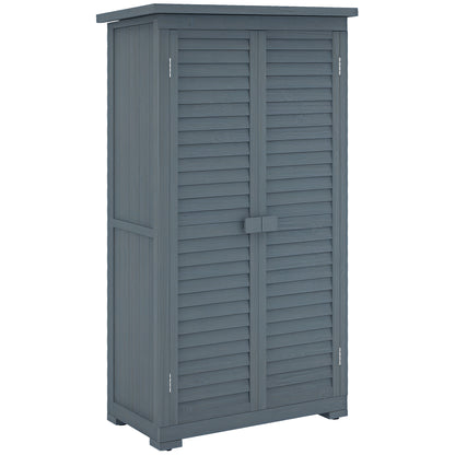 Wooden Shed Wooden Shed 0.31 m² 87x46.5x160 cm Outdoor Wooden Cabinet with 2 Doors and 2 Interior Shelves for Patio Terrace Gray