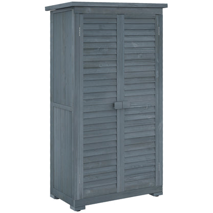 Wooden Shed Wooden Shed 0.31 m² 87x46.5x160 cm Outdoor Wooden Cabinet with 2 Doors and 2 Interior Shelves for Patio Terrace Gray