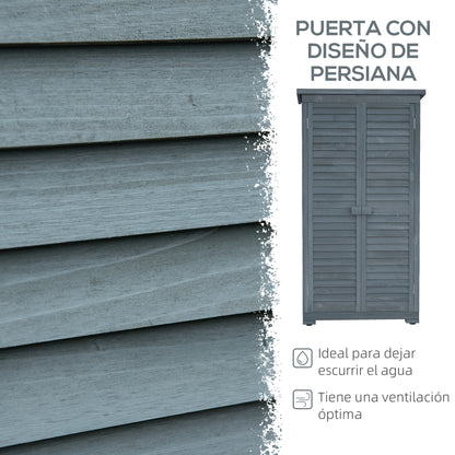 Wooden Shed Wooden Shed 0.31 m² 87x46.5x160 cm Outdoor Wooden Cabinet with 2 Doors and 2 Interior Shelves for Patio Terrace Gray