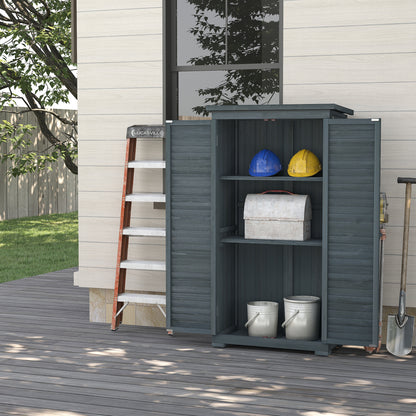 Wooden Shed Wooden Shed 0.31 m² 87x46.5x160 cm Outdoor Wooden Cabinet with 2 Doors and 2 Interior Shelves for Patio Terrace Gray