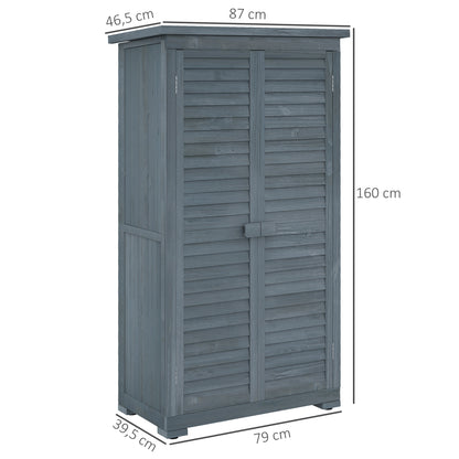 Wooden Shed Wooden Shed 0.31 m² 87x46.5x160 cm Outdoor Wooden Cabinet with 2 Doors and 2 Interior Shelves for Patio Terrace Gray