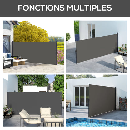 Side Awning Wind Protection Paravent Retractable Garden Fence 4 x 1.80 m Aluminum Polyester Anti-UV High Density 180 g/m² Dark Gray