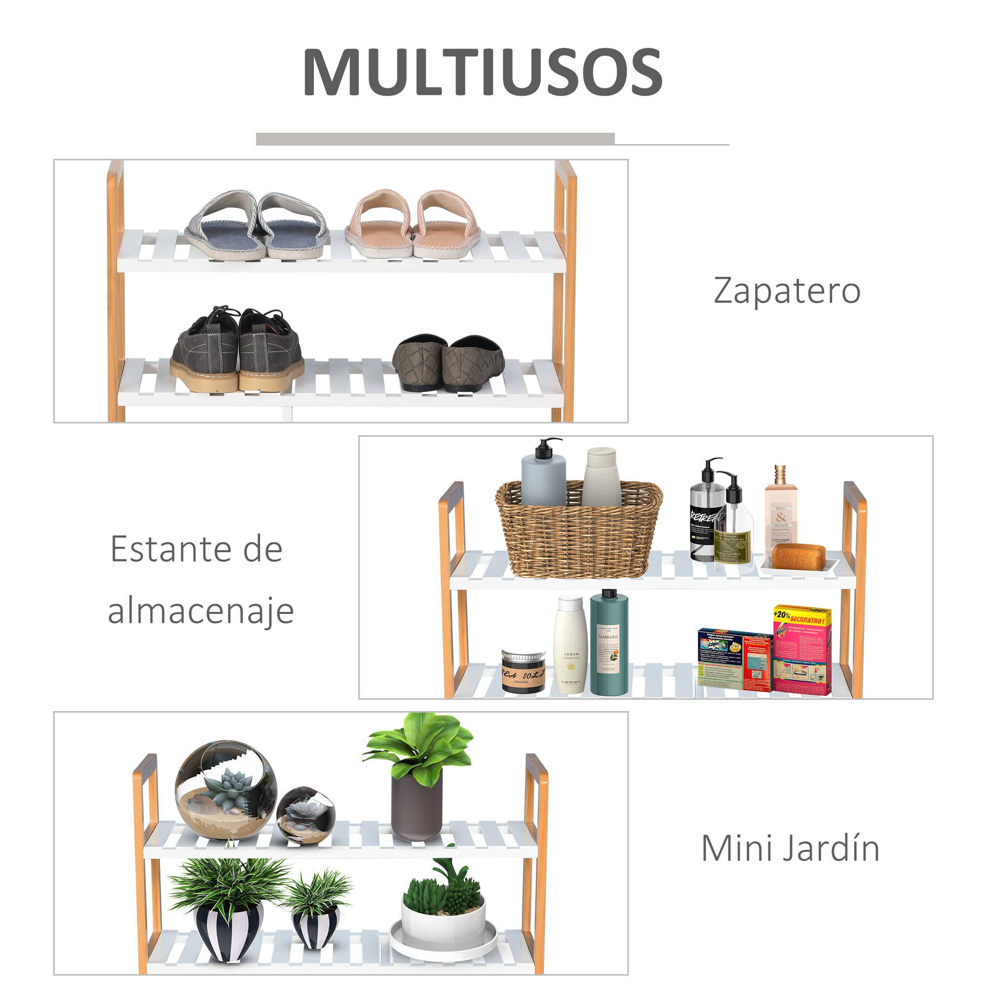 4-Level Multi-Purpose Shoe Rack for Up to 11 Pairs with Compartment for Tall Boots Solid Pine Wood Shoe Shelf 68x26x78 cm White