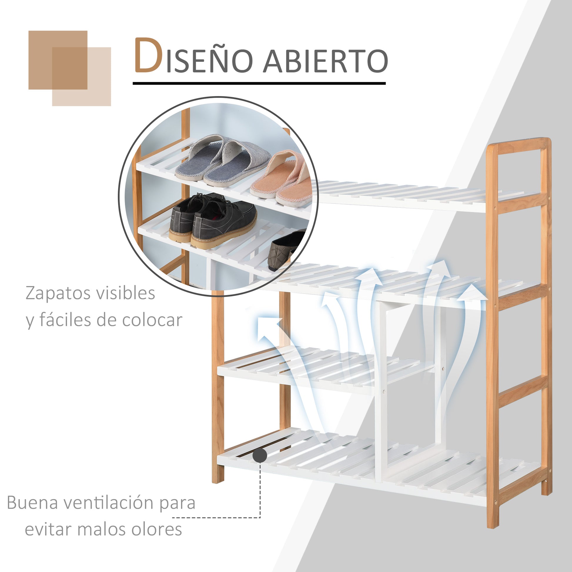 4-Level Multi-Purpose Shoe Rack for Up to 11 Pairs with Compartment for Tall Boots Solid Pine Wood Shoe Shelf 68x26x78 cm White