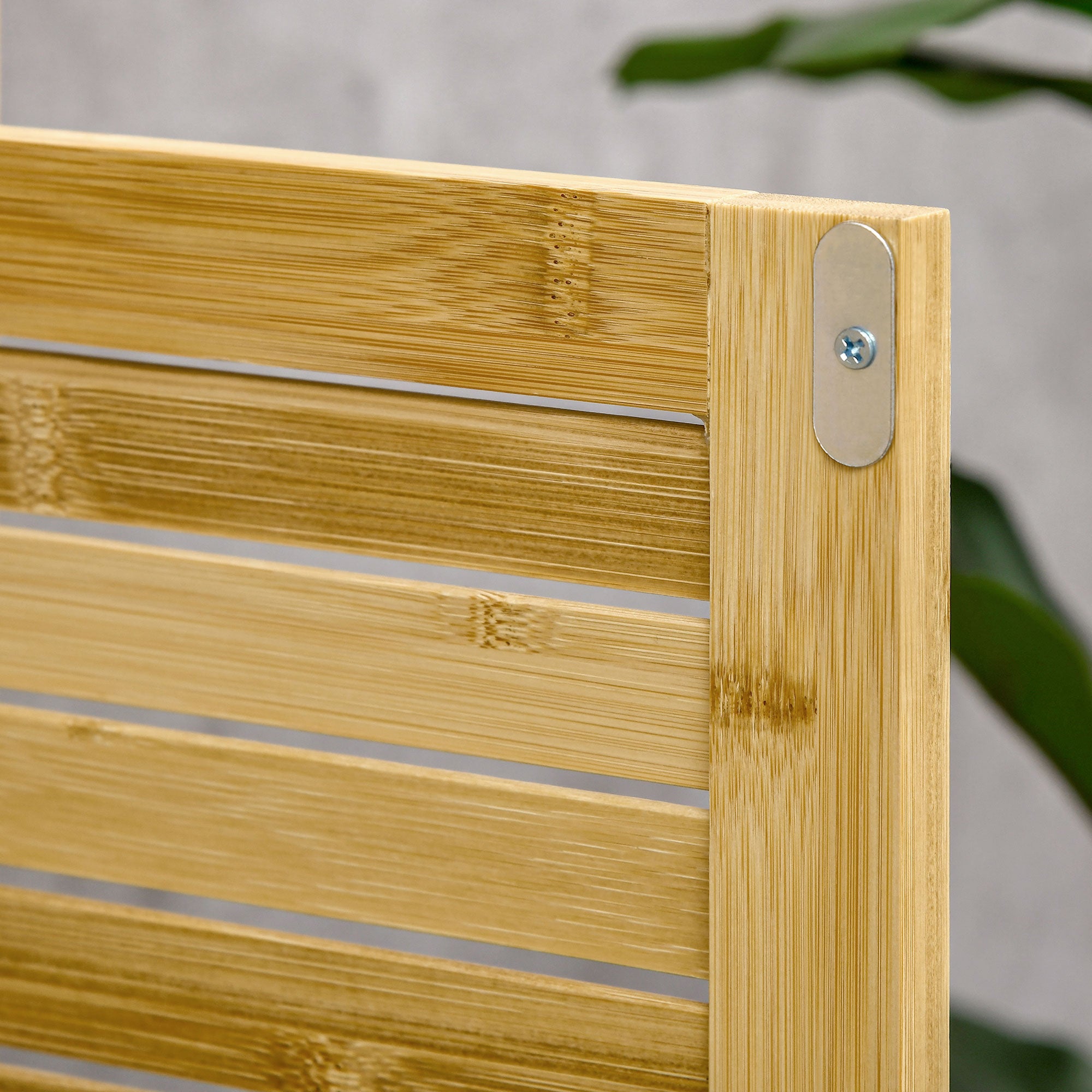 Bathroom Cabinet Storage Rack with 2 Louvered Doors, Open Shelf, Bamboo, Storage Cabinet for Bathroom, Living Room 50 x 25.5 x 92cm Natural