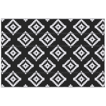 Outdoor Graphic Style Mat - Reversible Mat 2 Patterns - dimensions 2.74L x 1.82W m - High-density 310 g/m² PP Black White