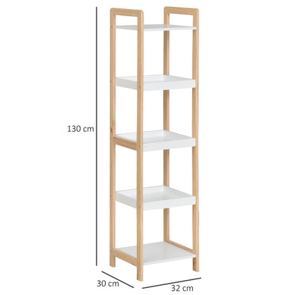 Bamboo Bathroom Shelf Stand 3 Baskets + 2 Shelves dim. 32L x 30w x 130H cm Beige White