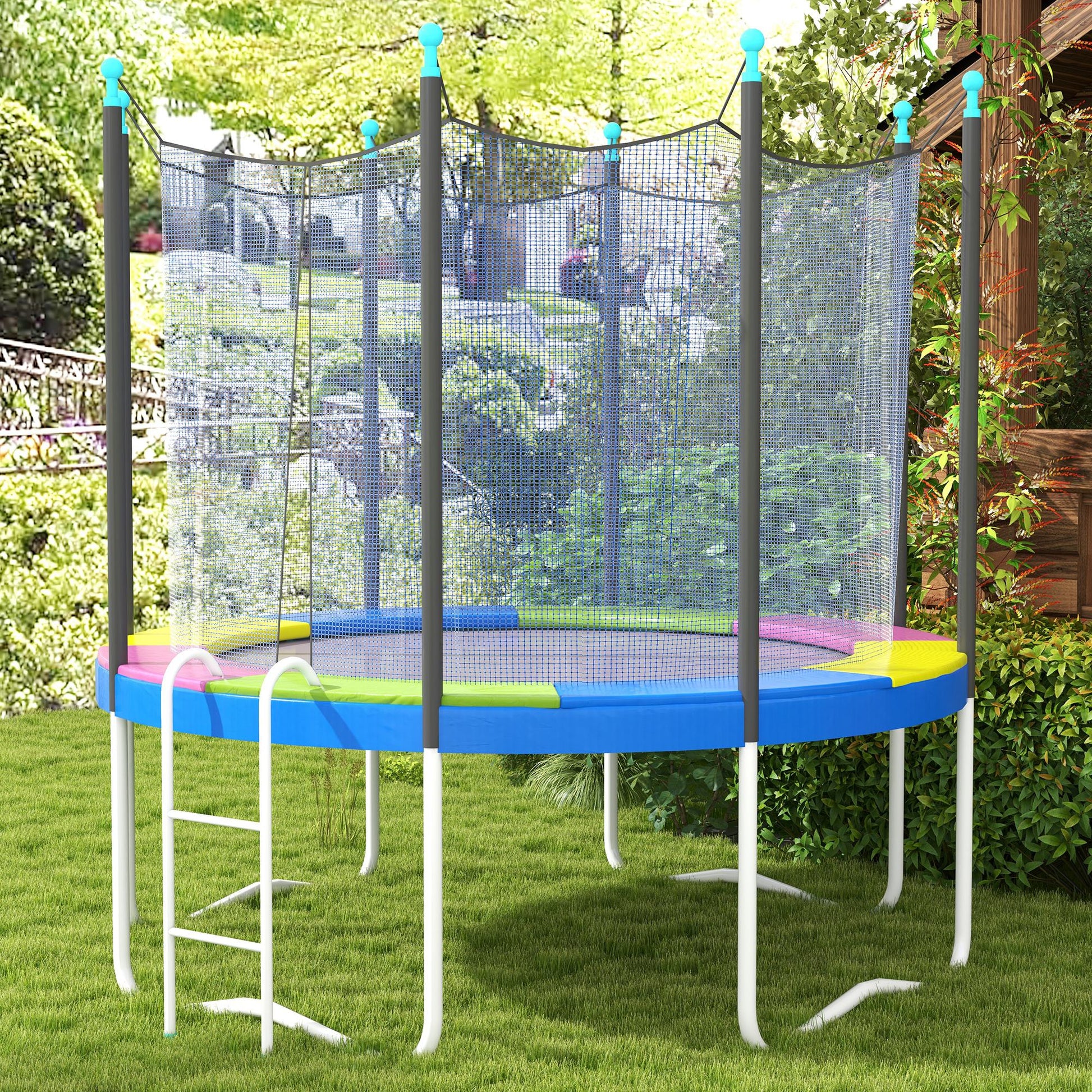 SPORTNOW Trampoline Edge Cover Ø305 cm Wide, Tear-Resistant UV-Resistant Spring Cover, Waterproof, Trampoline Accessories Rim Protection Safety Net Spare Parts for Garden Trampolines, Multicolored