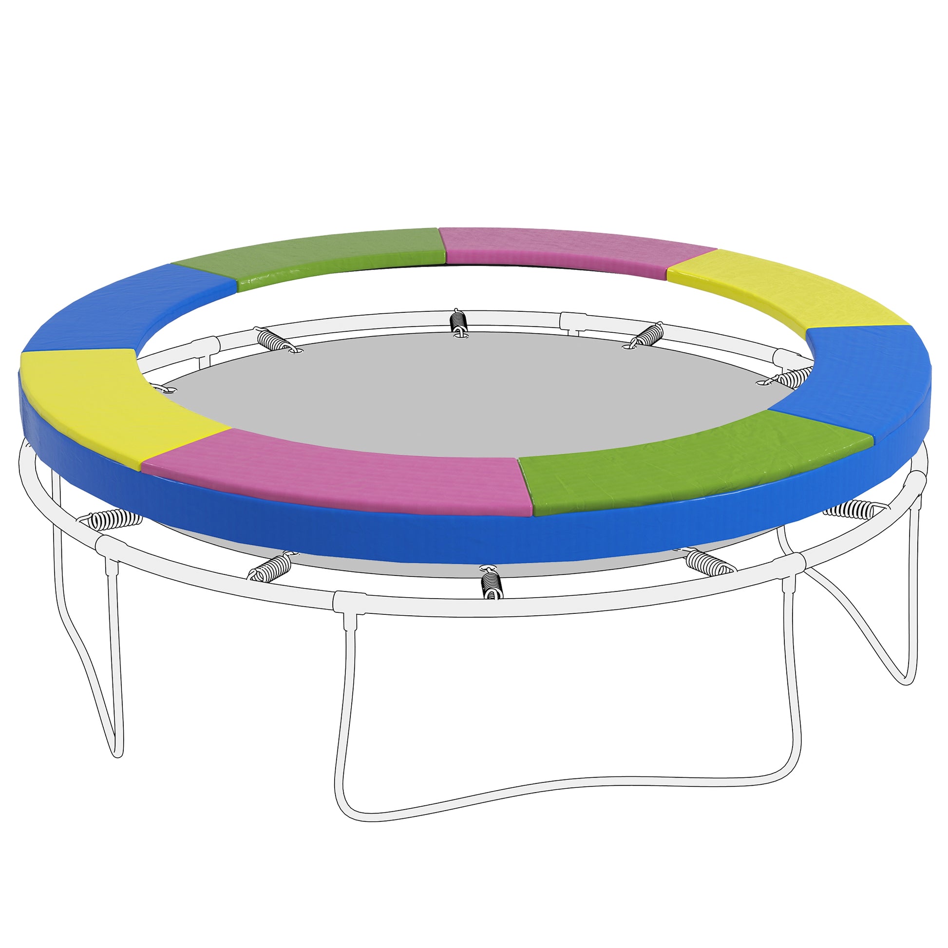 SPORTNOW Trampoline Edge Cover Ø305 cm Wide, Tear-Resistant UV-Resistant Spring Cover, Waterproof, Trampoline Accessories Rim Protection Safety Net Spare Parts for Garden Trampolines, Multicolored