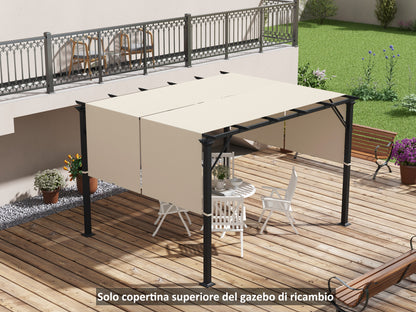 3x3 m Gazebo Pergola Cover, Polyester 180g/㎡ Canopy with Pockets and Straps for Poles, UV30+, 488x122 cm, Khaki