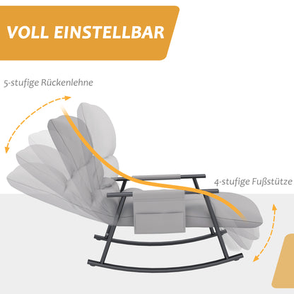 Rocking Chair Recliner with Footrest, Rocking Chair with Side Pocket, Adjustable Backrest Rocking Chair for Living Room, up to 120 kg, Microfiber Cloth, Gray
