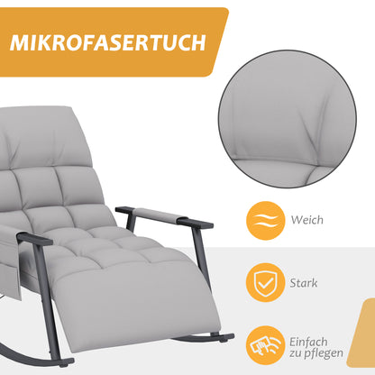 Rocking Chair Recliner with Footrest, Rocking Chair with Side Pocket, Adjustable Backrest Rocking Chair for Living Room, up to 120 kg, Microfiber Cloth, Gray