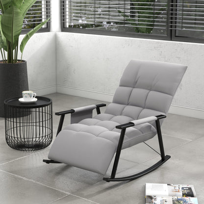 Rocking Chair Recliner with Footrest, Rocking Chair with Side Pocket, Adjustable Backrest Rocking Chair for Living Room, up to 120 kg, Microfiber Cloth, Gray