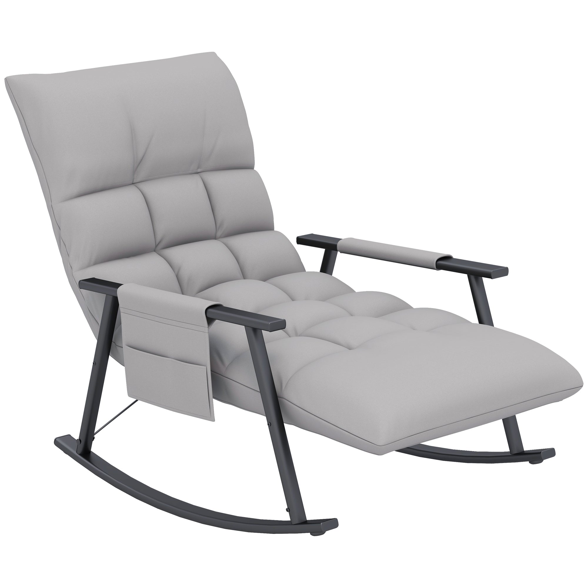 Rocking Chair Recliner with Footrest, Rocking Chair with Side Pocket, Adjustable Backrest Rocking Chair for Living Room, up to 120 kg, Microfiber Cloth, Gray