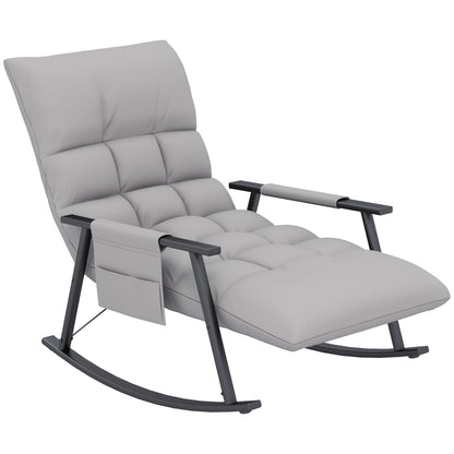 Rocking Chair Recliner with Footrest, Rocking Chair with Side Pocket, Adjustable Backrest Rocking Chair for Living Room, up to 120 kg, Microfiber Cloth, Gray