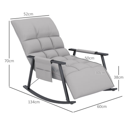 Rocking Chair Recliner with Footrest, Rocking Chair with Side Pocket, Adjustable Backrest Rocking Chair for Living Room, up to 120 kg, Microfiber Cloth, Gray