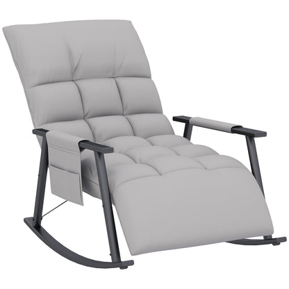 Rocking Chair Recliner with Footrest, Rocking Chair with Side Pocket, Adjustable Backrest Rocking Chair for Living Room, up to 120 kg, Microfiber Cloth, Gray