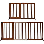 Dog Barrier Door Guard Protection Gate made of Wood Freestanding Dog Gate with Door Dog Barrier Configuration Gate for Fireplace & Oven Brown 113-166 x 36 x 71 cm