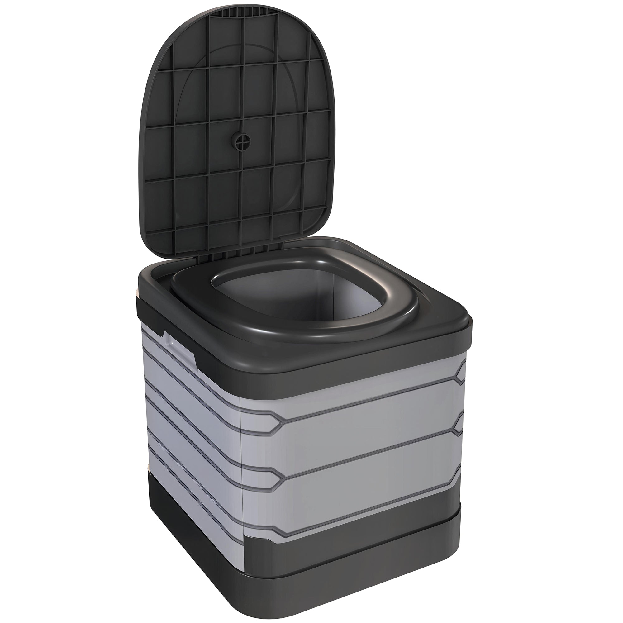 Foldable Travel Camping Toilet – Portable Dry Toilet with 12 Coagulant Sachets & 12 Disposal Bags, Supports up to 330 lb, Gray