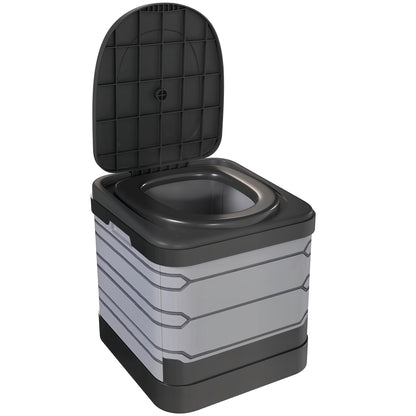 Foldable Travel Camping Toilet – Portable Dry Toilet with 12 Coagulant Sachets & 12 Disposal Bags, Supports up to 330 lb, Gray