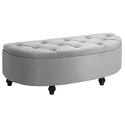 Storage Bench with Velvet Upholstery, Open Lid Seat Chest with Wooden Legs, Storage Bench for Living Room Hallway Bedroom 120 x 46 x 42 cm, Grey