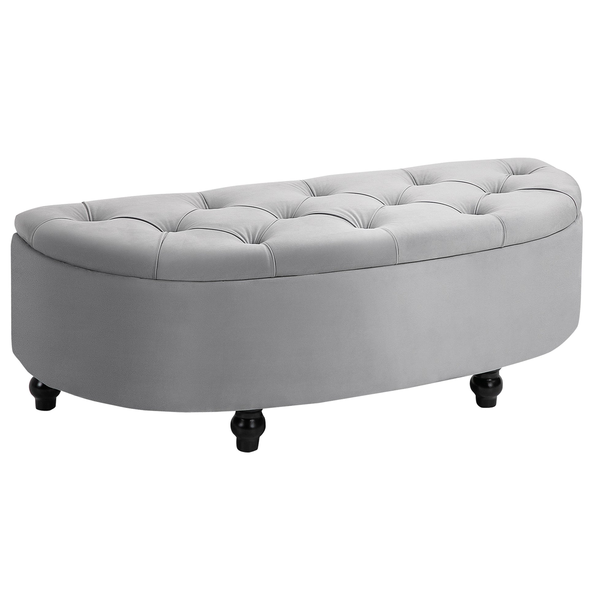 Storage Bench with Velvet Upholstery, Open Lid Seat Chest with Wooden Legs, Storage Bench for Living Room Hallway Bedroom 120 x 46 x 42 cm, Grey