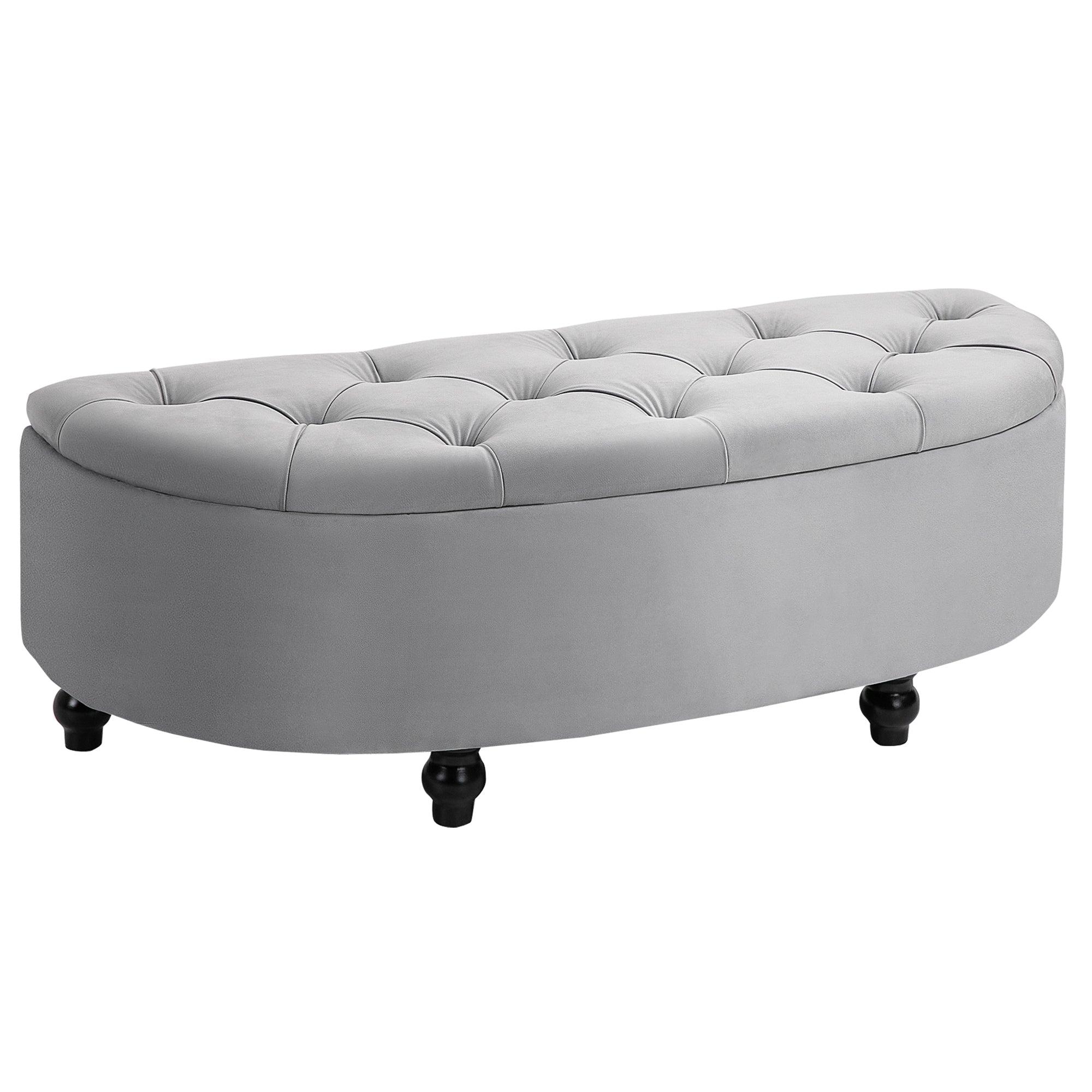 Storage Bench with Velvet Upholstery, Open Lid Seat Chest with Wooden Legs, Storage Bench for Living Room Hallway Bedroom 120 x 46 x 42 cm, Grey