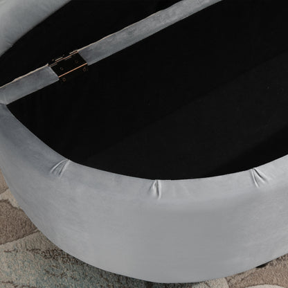 Storage Bench with Velvet Upholstery, Open Lid Seat Chest with Wooden Legs, Storage Bench for Living Room Hallway Bedroom 120 x 46 x 42 cm, Grey