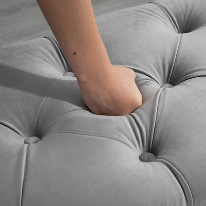 Storage Bench with Velvet Upholstery, Open Lid Seat Chest with Wooden Legs, Storage Bench for Living Room Hallway Bedroom 120 x 46 x 42 cm, Grey