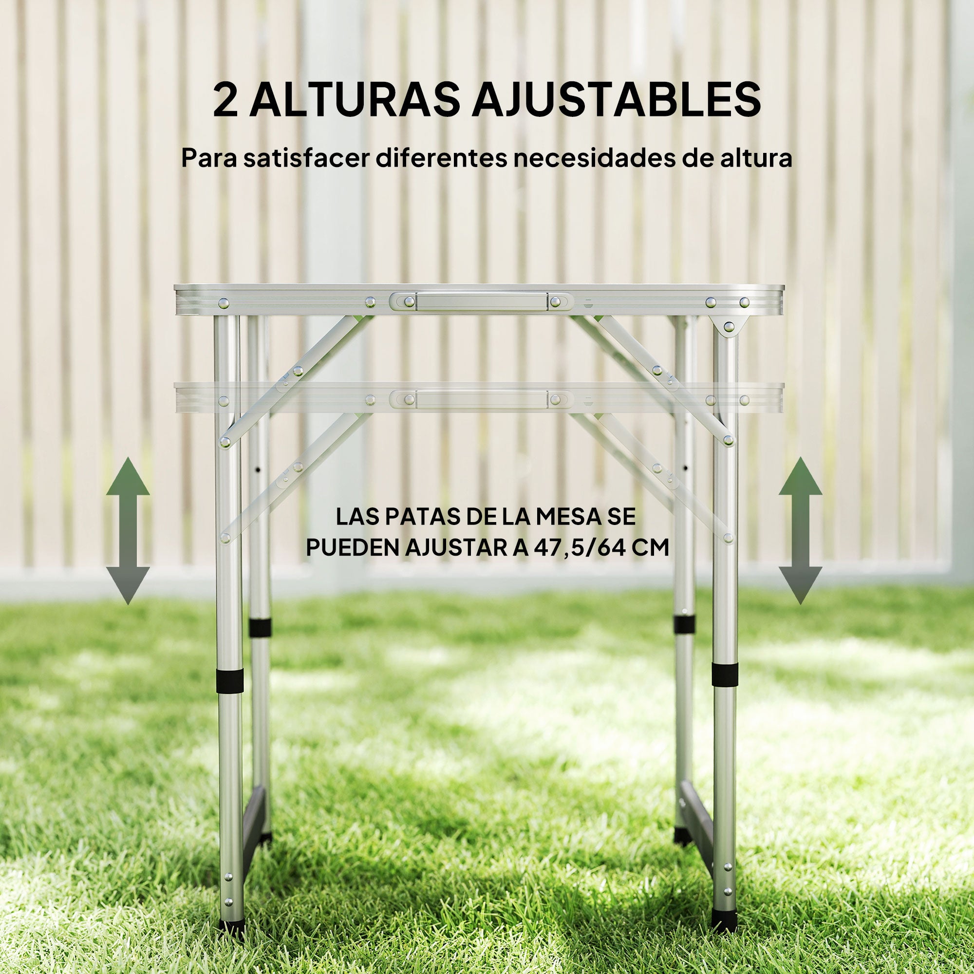 Folding Picnic Table like a suitcase for beach camping 60x45x64cm Aluminum Adjustable Height