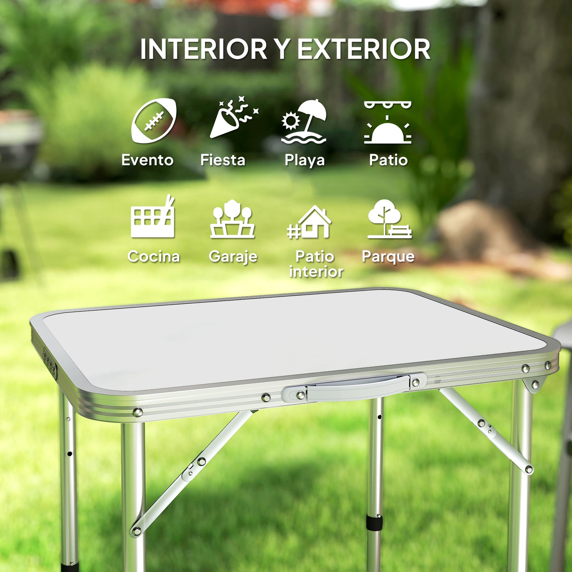 Folding Picnic Table like a suitcase for beach camping 60x45x64cm Aluminum Adjustable Height