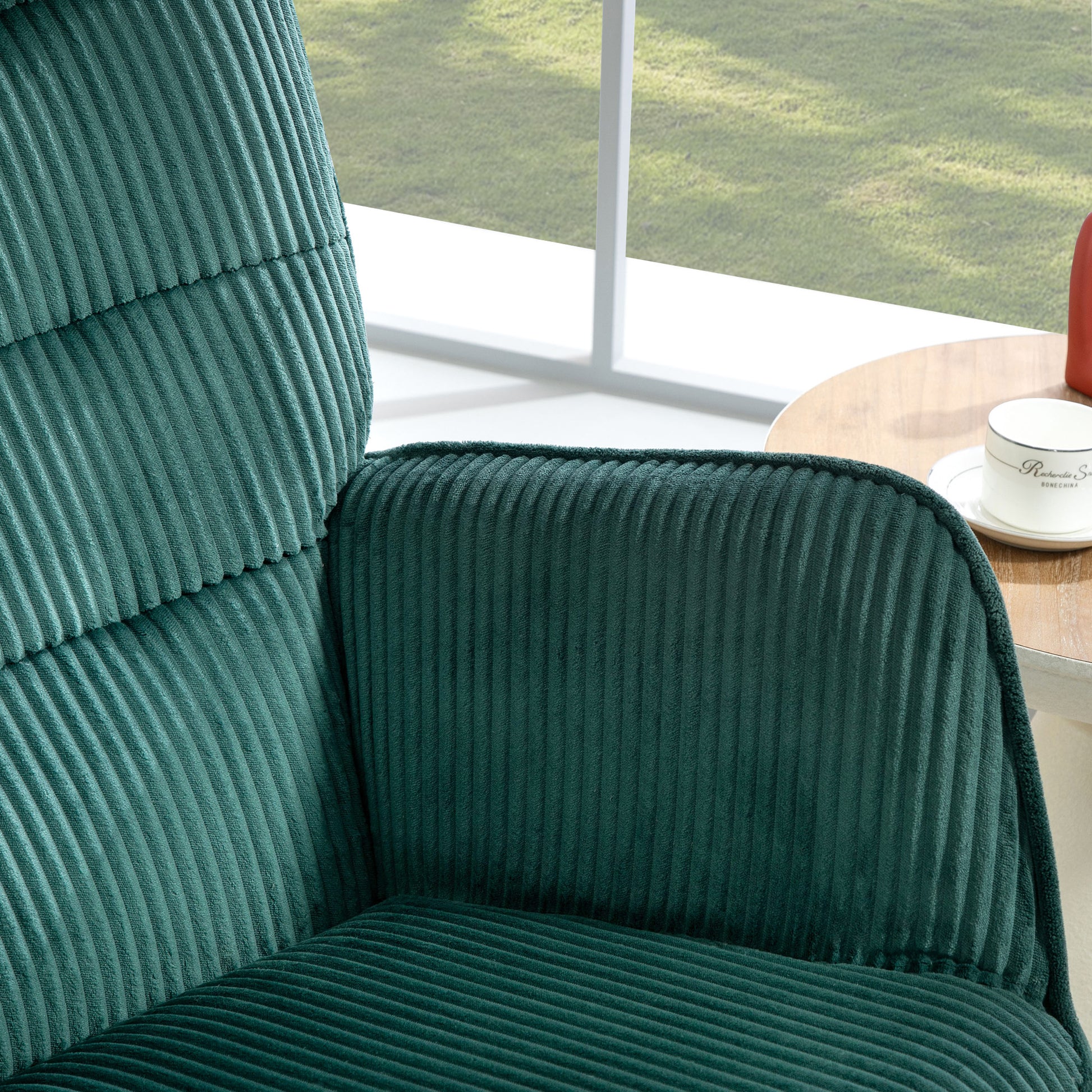 Rocking Chair, Rocking Armchair with Cord Look, Armrest, Padded Chair with Wooden Rockers, Recliner for Living Room, Bedroom, up to 120kg Load Capacity, Dark Green