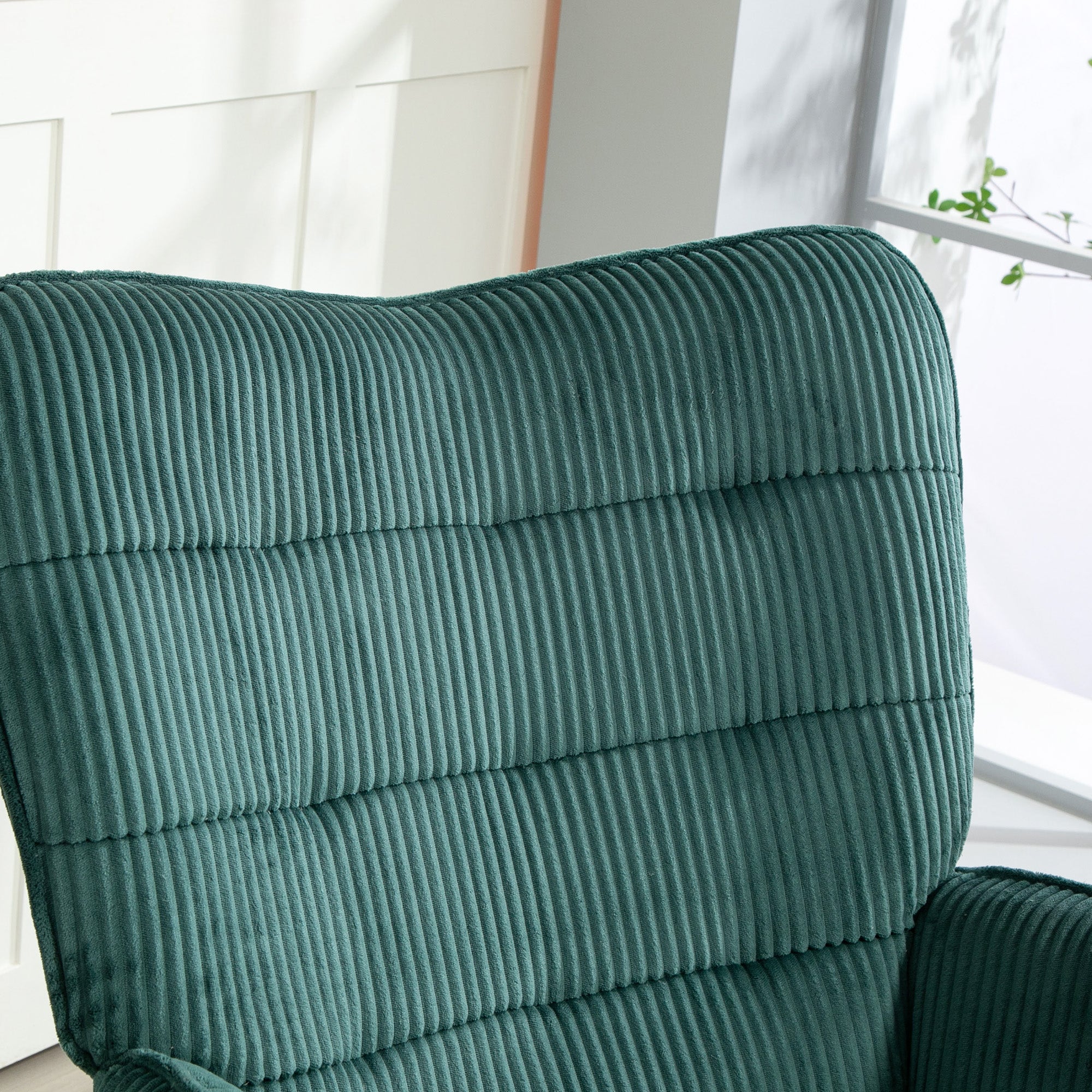 Rocking Chair, Rocking Armchair with Cord Look, Armrest, Padded Chair with Wooden Rockers, Recliner for Living Room, Bedroom, up to 120kg Load Capacity, Dark Green