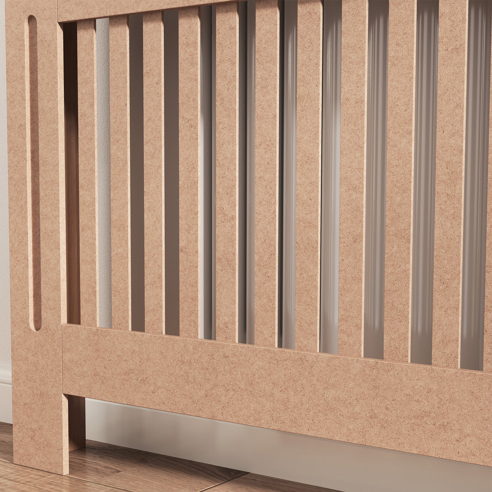 Radiator Cover Modern MDF Radiator Cabinet for Living Room Bedroom 112x19x81cm Natural Wood