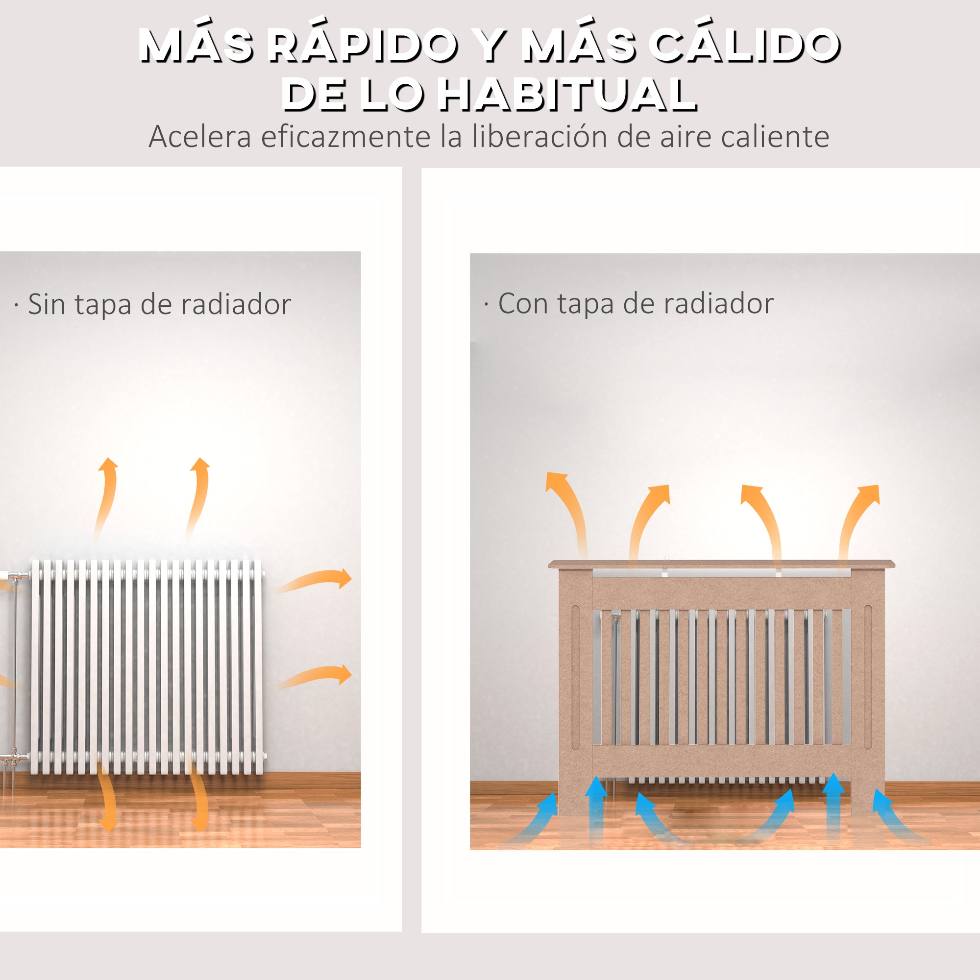 Radiator Cover Modern MDF Radiator Cabinet for Living Room Bedroom 112x19x81cm Natural Wood
