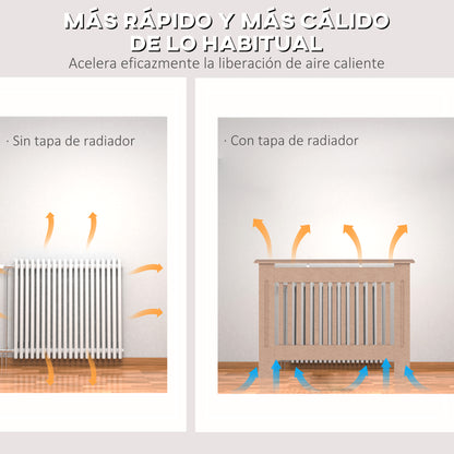 Radiator Cover Modern MDF Radiator Cabinet for Living Room Bedroom 112x19x81cm Natural Wood