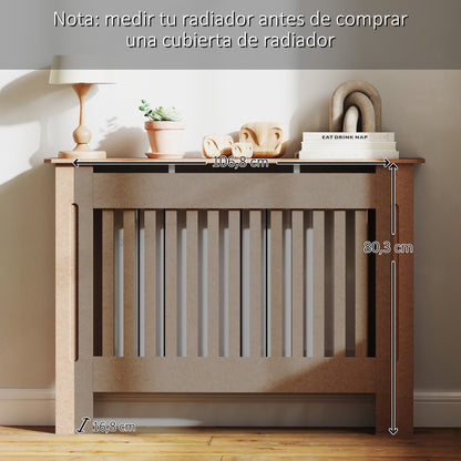 Radiator Cover Modern MDF Radiator Cabinet for Living Room Bedroom 112x19x81cm Natural Wood
