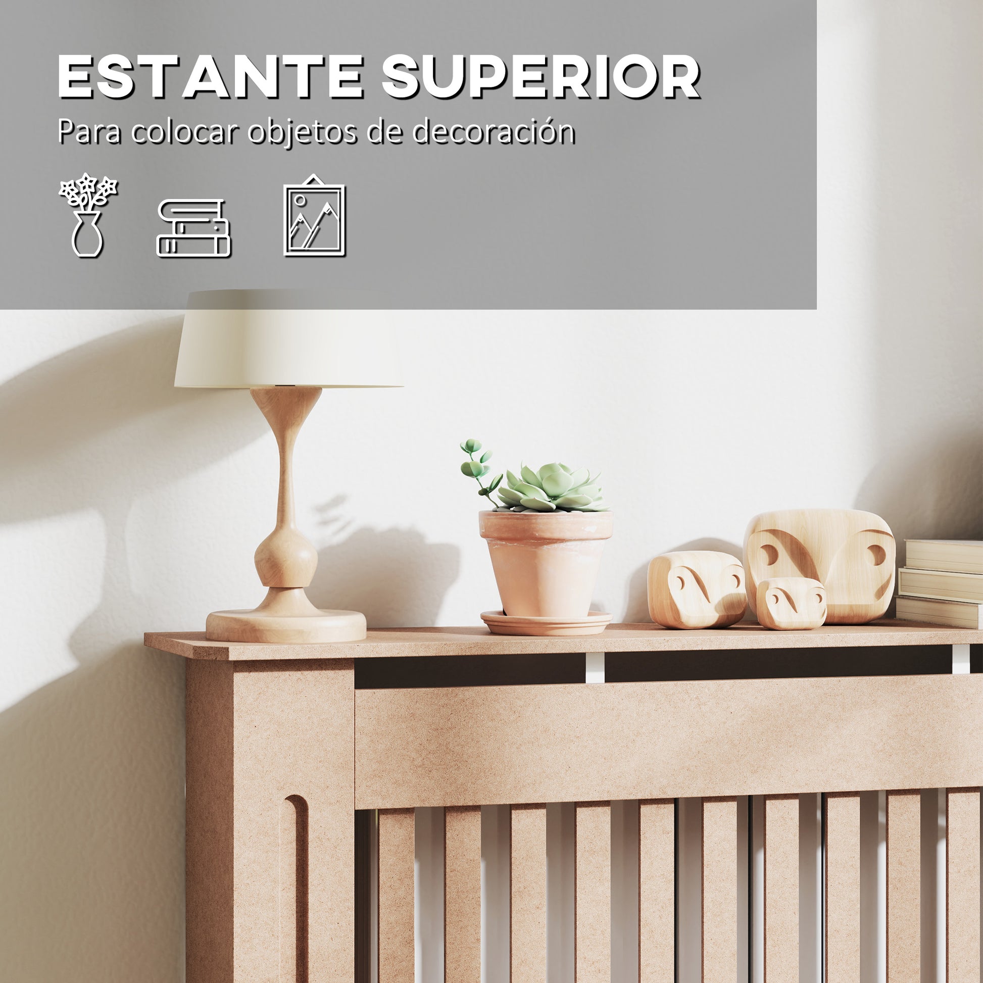 Radiator Cover Modern MDF Radiator Cabinet for Living Room Bedroom 112x19x81cm Natural Wood