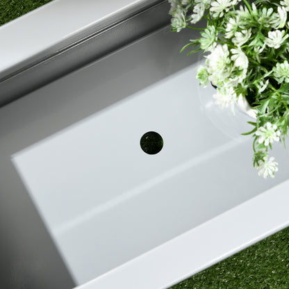 Flower Box Planter, Herb Planter with Drainage Hole, Steel Planter Flower Pot Planter Vessel, for Balcony, Terrace, Gray, 91 x 22 x 22cm
