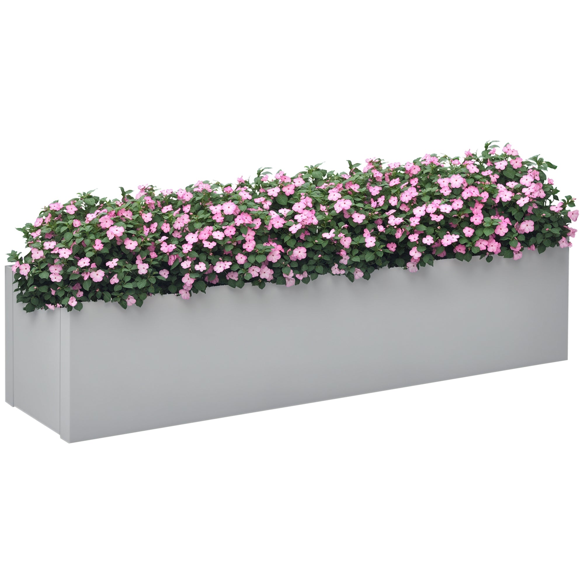 Flower Box Planter, Herb Planter with Drainage Hole, Steel Planter Flower Pot Planter Vessel, for Balcony, Terrace, Gray, 91 x 22 x 22cm