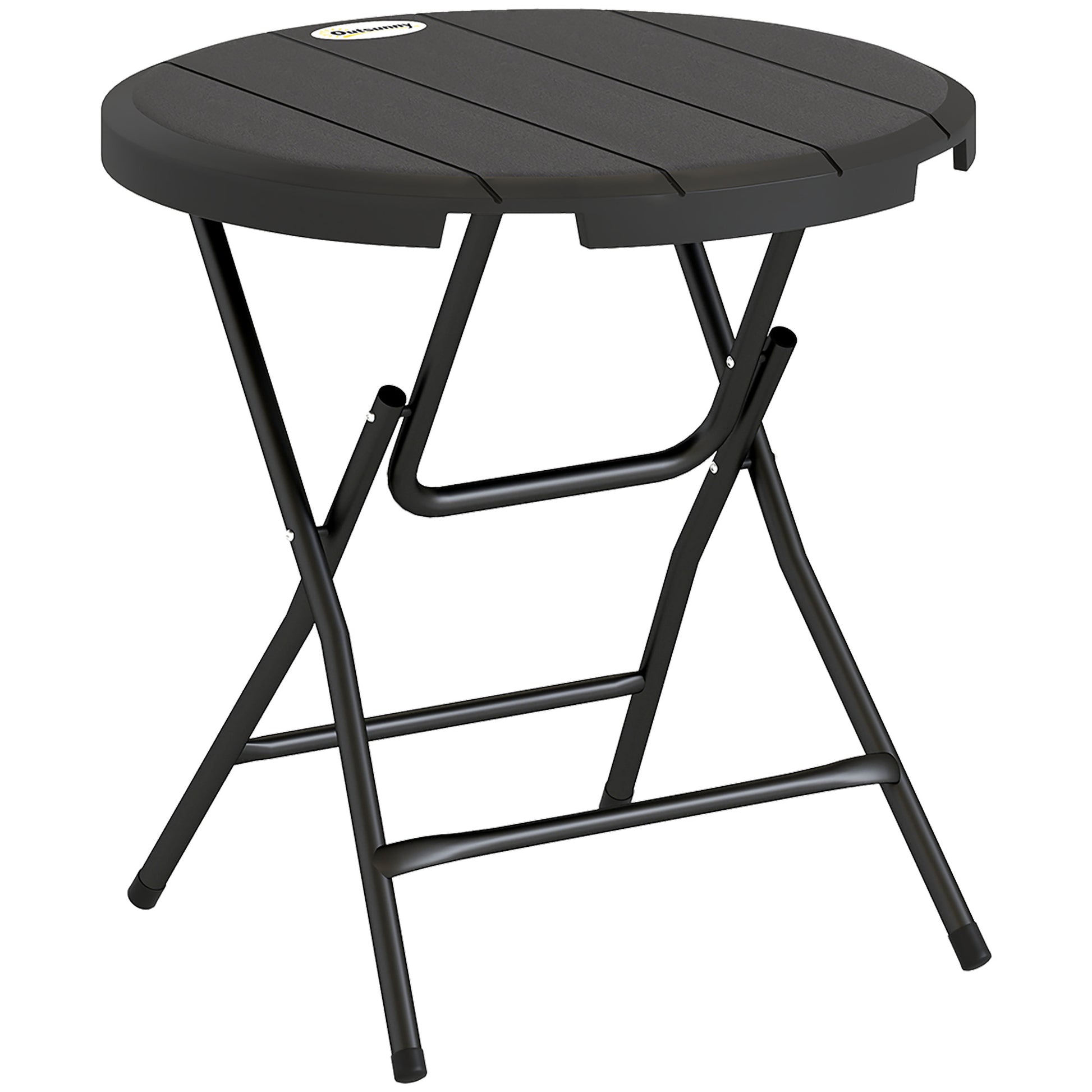 Folding Garden Table Plastic Ø80 cm Weatherproof Folding Table, Non-Slip Buffet Table Camping Table for 4 People Balcony Table Patio Table Outdoor Dining Table for Garden Patio Balcony Black