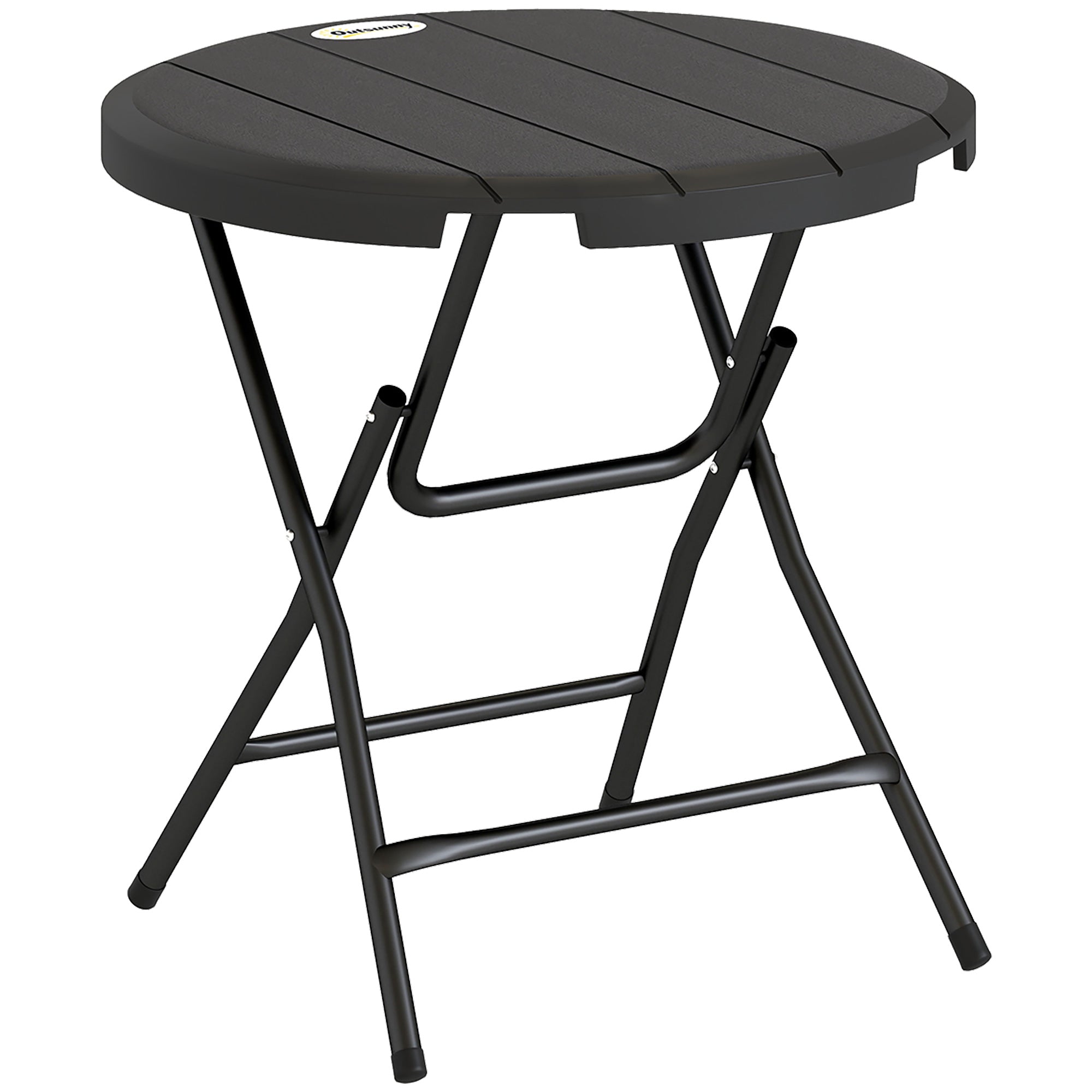 Folding Garden Table Plastic Ø80 cm Weatherproof Folding Table, Non-Slip Buffet Table Camping Table for 4 People Balcony Table Patio Table Outdoor Dining Table for Garden Patio Balcony Black
