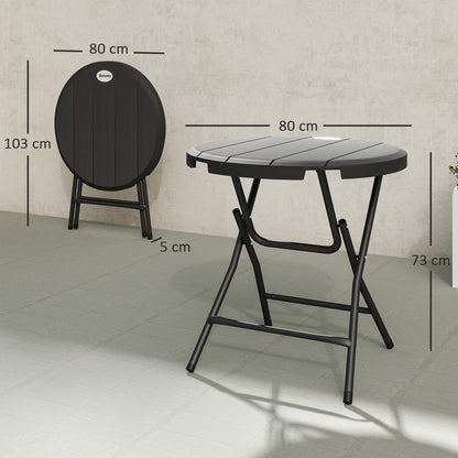 Folding Garden Table Plastic Ø80 cm Weatherproof Folding Table, Non-Slip Buffet Table Camping Table for 4 People Balcony Table Patio Table Outdoor Dining Table for Garden Patio Balcony Black