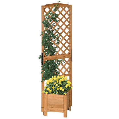 Raised Planter with Trellis for Flowers Plants - 54.5L x 52W x 180H cm - Pre-Oiled Fir Wood