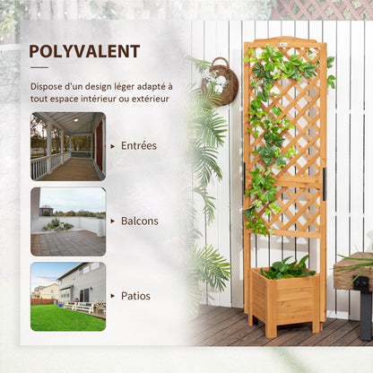 Raised Planter with Trellis for Flowers Plants - 54.5L x 52W x 180H cm - Pre-Oiled Fir Wood